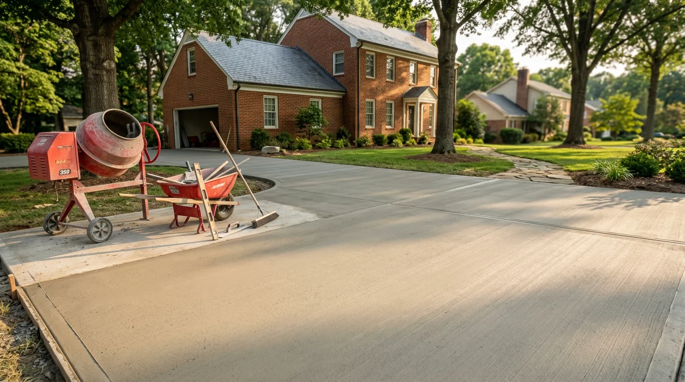 Concrete driveway and patio work in York County